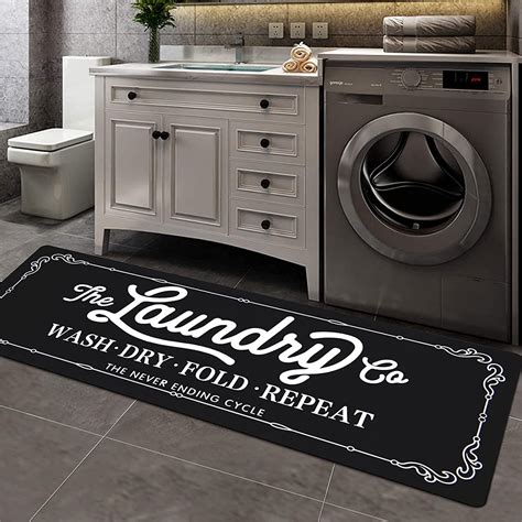 Pauwer Farmhouse Laundry Room Rug Non Slip Rubber Laundry Runner Rug