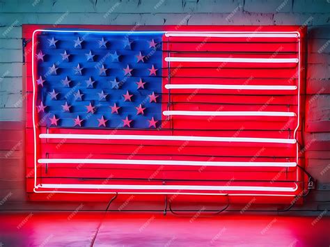 Premium Ai Image American Flag Neon Sign