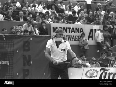 The Swedish tennis player Björn Borg during a warm up session at the