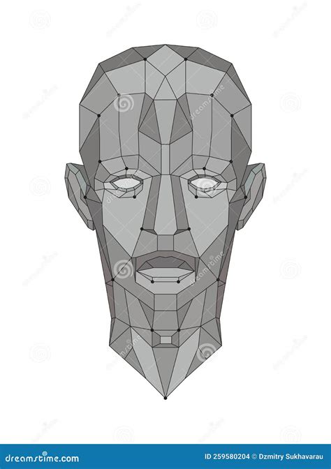 Human Head Created In Low Poly Style Man Face Polygon Light