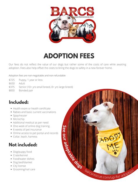 BARC's Rescue | Adoption Fees