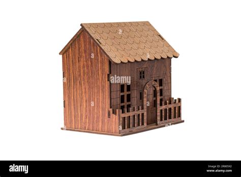 Wooden Miniature House Isolated On The White Background For Real Estate