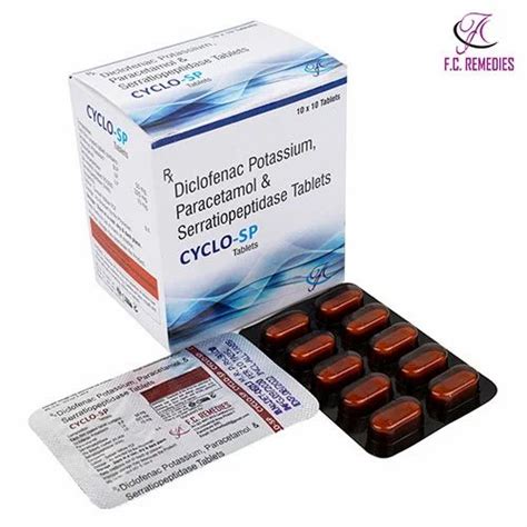 Cyclo Sp Tab Diclofenac Potassium 50 Mg Serratiopeptidase 10 Mg Packaging Type Box At Rs 900