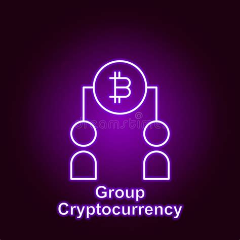 Bitcoin Group Human Outline Icon In Neon Style Element Of