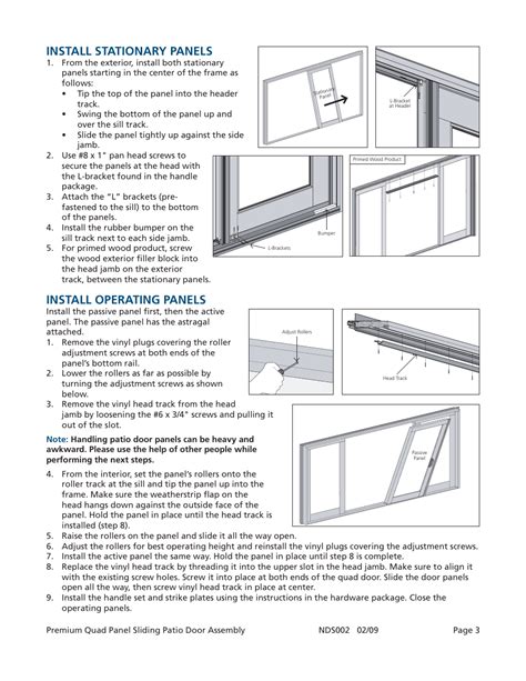 Install stationary panels, Install operating panels | JELD-WEN NDS002 ...