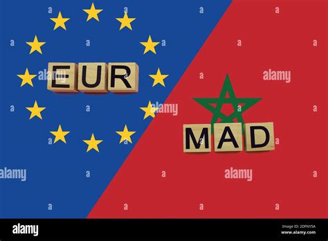 United Europe And Morocco Currencies Codes On National Flags Background