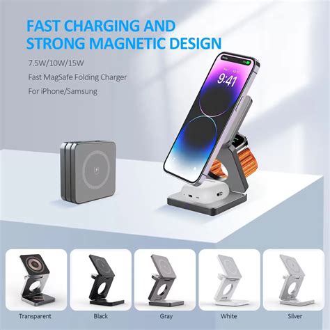 Portable Qi Wireless Magnetic Phone Charger Stand Holder Foldable 15w