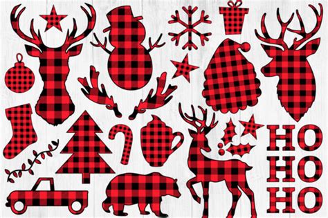 Christmas Buffalo Plaid Clipart Gráfico por Twingenuity Graphics