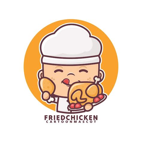 Premium Vector Chef Cartoon Mascot With Fried Chicken