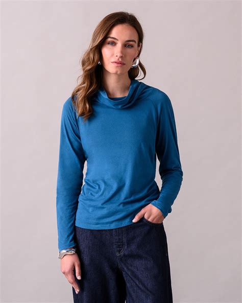 Wool Blend Cowl Neck Top