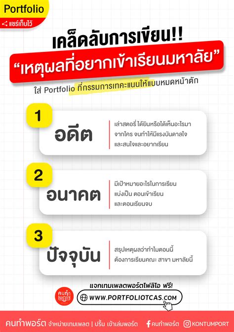 เคล็ดลับรอบพอร์ต สุดยอดเคล็ดลับการเขียน “เหตุผลที่อยากเข้าเรียนมหาลัย” ใส่ Portfolio ที่จะ