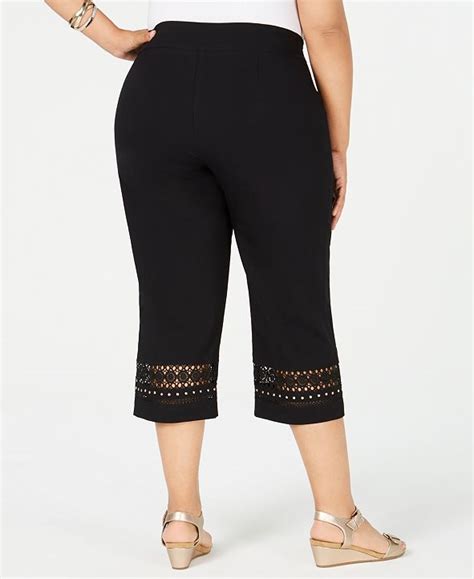 Jm Collection Plus Size Crochet Trim Capri Pants Created For Macys