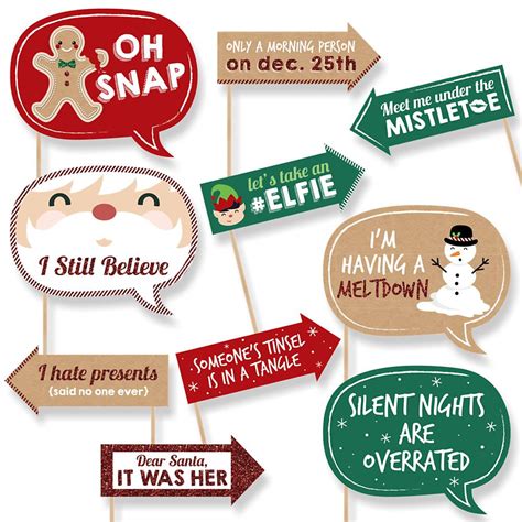 Funny Christmas Piece Holiday Party Photo Booth Props Kit