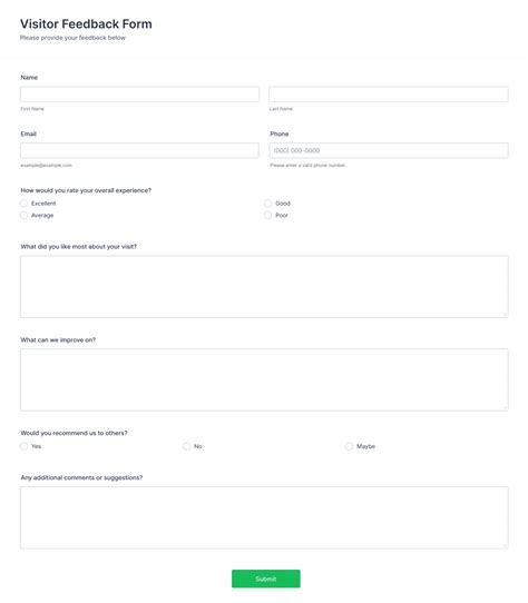 Visitor Feedback Form Template Jotform