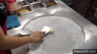 Instant Ice Cream Rolls By Street Vendor In Phuket Thailand