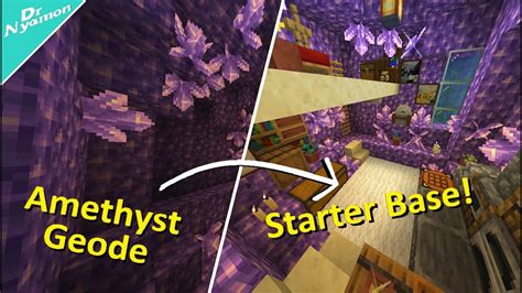 How To Turn Amethyst Geode Into Starter Base Minecraft Tutorial Youtube