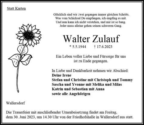 Traueranzeigen Von Walter Zulauf Vrm Trauer De