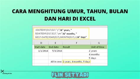 Rumus Excel Menghitung Detail Umur Tahun Bulan Dan Hari Youtube Riset