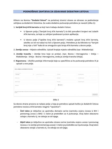 Uputstvo Za Podnosenje Zahtjeva Za Izdavanje Dodatnih Listova Pdf