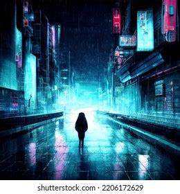 Hooded Man Walking Futuristic City 3d Stock Illustration 2206172629