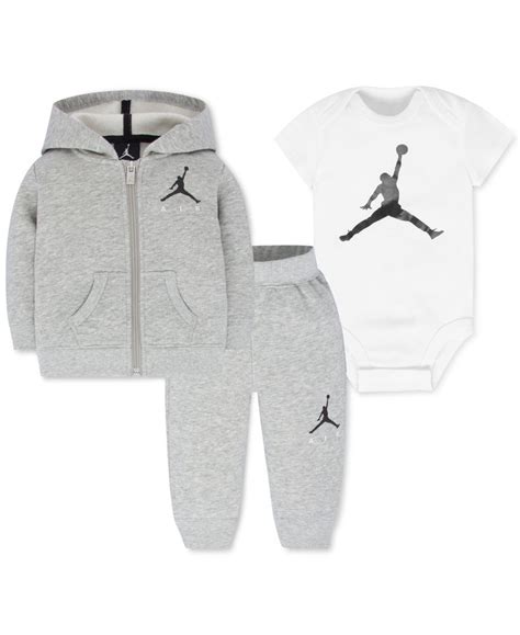 Jordan Baby Boys 3 Pc Air Fleece Hoodie Bodysuit And Pants Set Cute