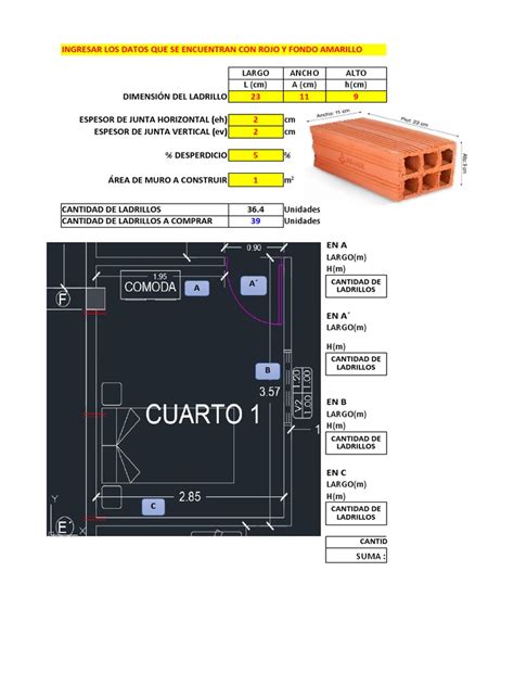 Calculo De Cantidad De Ladrillos Para Un Muro Pdf