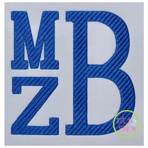 Stacked Serif Large Embroidery Monogram Font Machine Embroidery