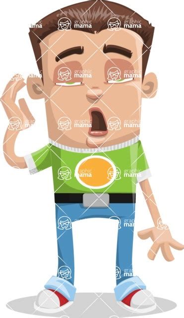 Funny Boy Cartoon Vector Character Bored 1 Graphicmama