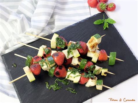 Brochettes Fraises Courgettes Halloumi Squash Zucchini Halloumi Mets