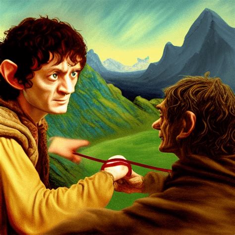 Frodo Gollum Ring Mountain Painting · Creative Fabrica