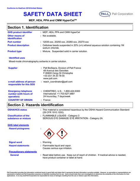 Safety Data Sheet Section Identification Mep Hea Ppa And 40 Off