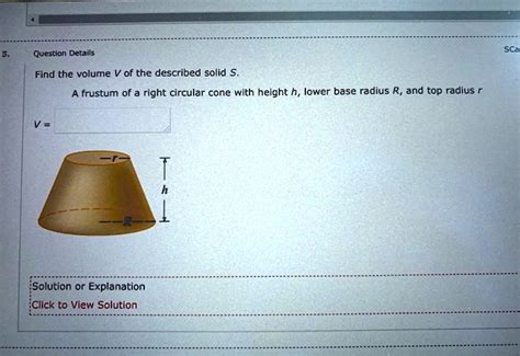 SOLVED Question Details Find The Volume V Of The Described Solid