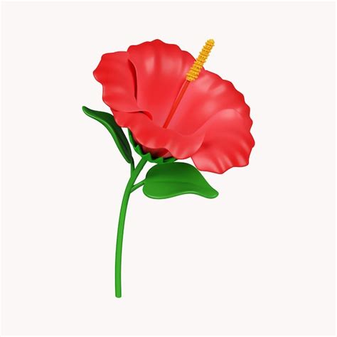 Icono de flor de hibisco 3d aislado sobre fondo blanco ilustración de