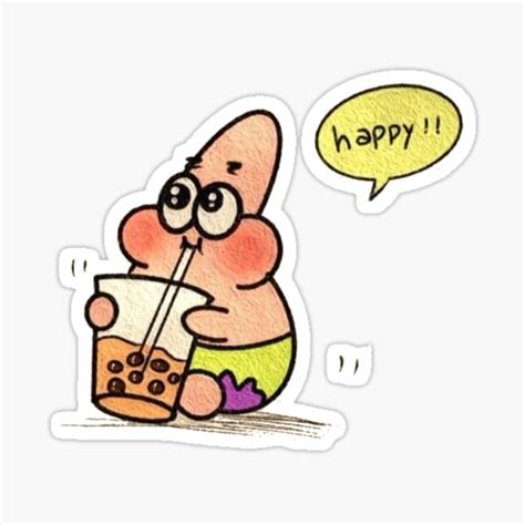 PATRICK STAR BOBA DRINK FANS ART Sticker For Sale By Hayzeniif