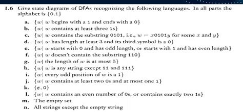 Solved 1 6 Give State Diagrams Of DFAs Recognizing The Chegg