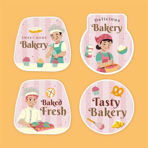 Free Vector Hand Drawn Bakery Shop Labels Template