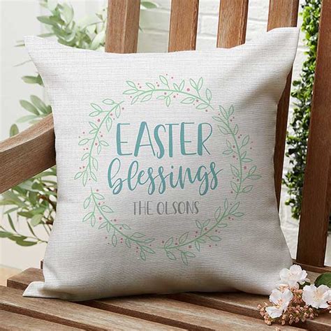 Easter Blessings Personalized Outdoor Throw Pillows