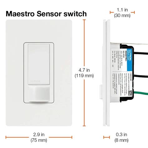 Lutron Maestro Motion Sensor Switch No Neutral Required 250 Watts