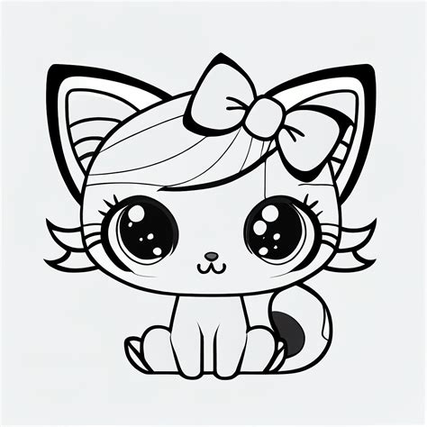 Kitten Coloring Page for Kids, Kitten Drawing Paper, Printable Page
