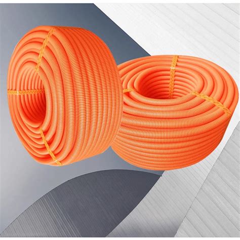 【per Roll】pp Flame Retardant Pvc Orange Currugated Flexible Conduit