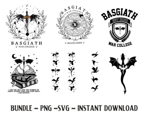 Basgiath War College Bundle Fourth Wing Dragon Svg Png Iron Flame Png