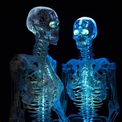 Premium AI Image Two Skeletons Are Standing Next To Each Other In The