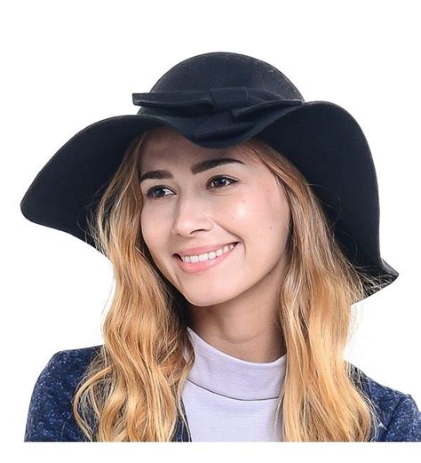 Women 100 Wool Wide Brim Cloche Fedora Floppy Hat Cap Z0012 Black Cn12odbrccu