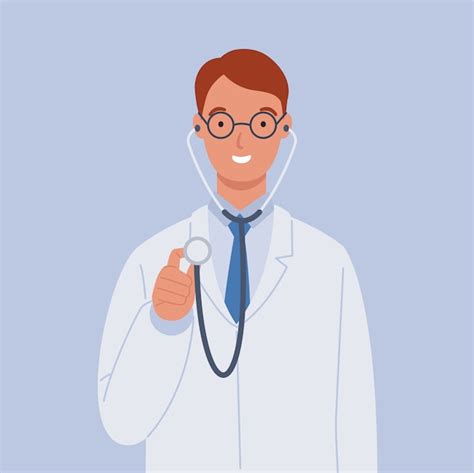 Premium Vector Male Doctor In White Medical Coats With A Stethoscope