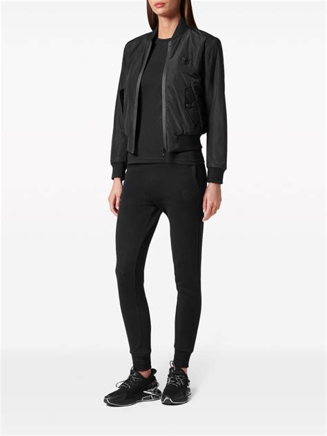 Plein Sport logo-patch zip-up Bomber Jacket | Black | FARFETCH UK