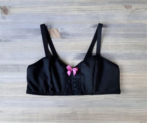 Sexy Black Organic Cotton Bralette Black Lace Soft Bra Vintage