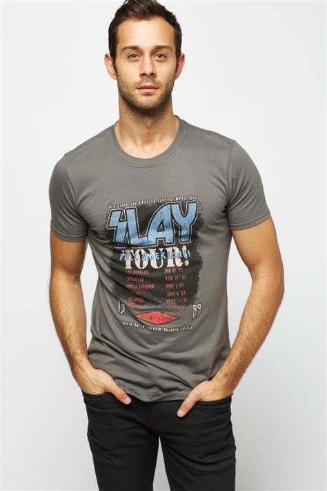 Men S Printed Grey T Shirt Available Now At Uk Order Online With A Seamless Secure