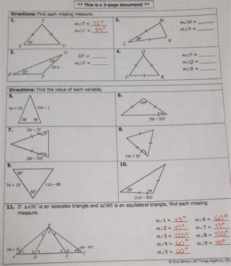 Gina Wilson Congruent Triangles Answer Key Athens Mutual Student Corner