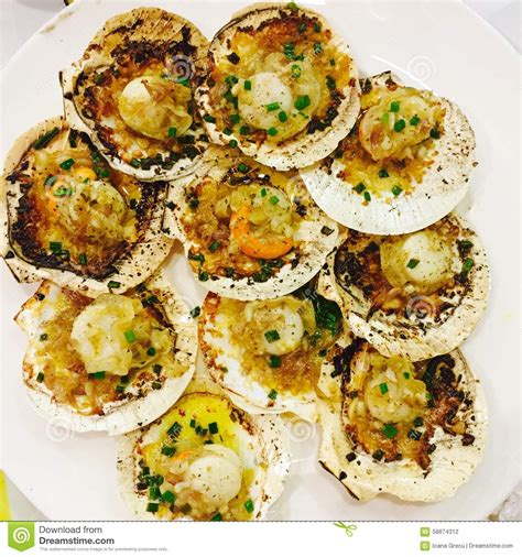 Seared Scallops Stock Photo Image Of Plate Shell Food 58874312