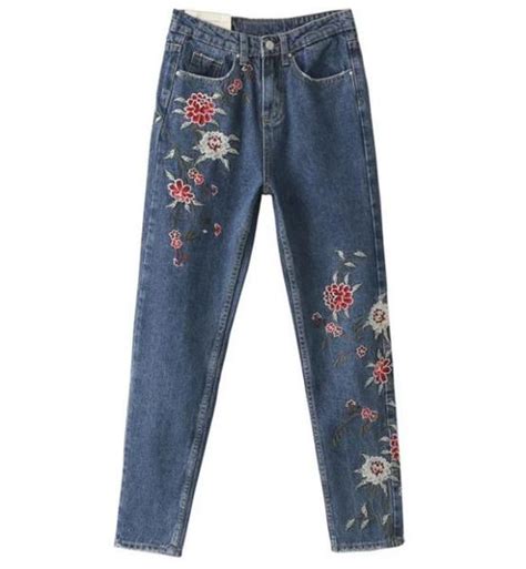 Floral Embroidered Mom Jeans Jeans Clothing On Luulla